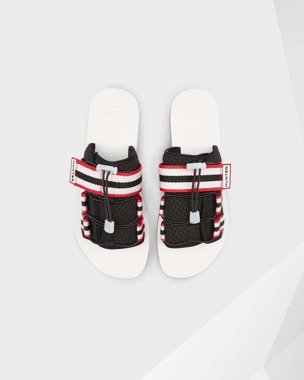 Mens Slides - Hunter Original Beach (79VLXQDMK) - Black/White/Red